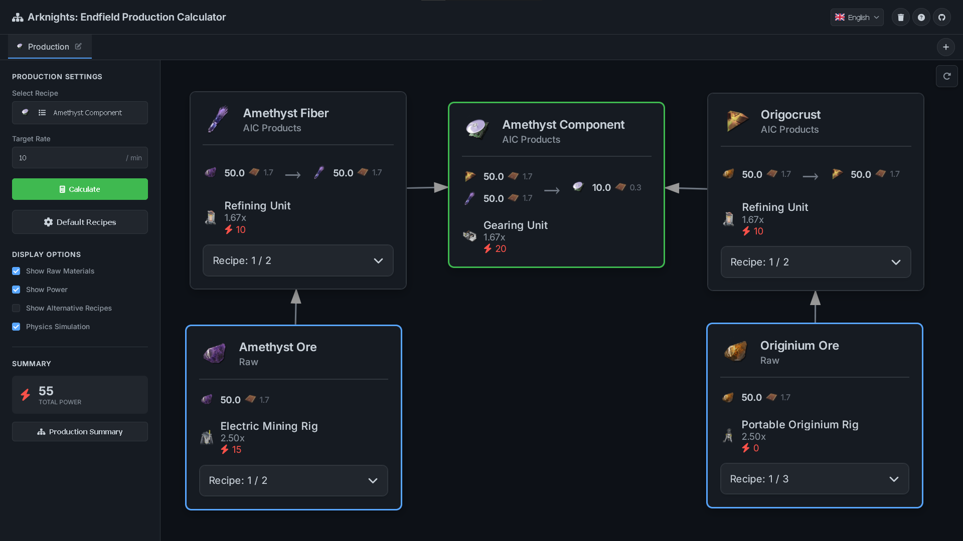 Arknights: Endfield Production Calculator